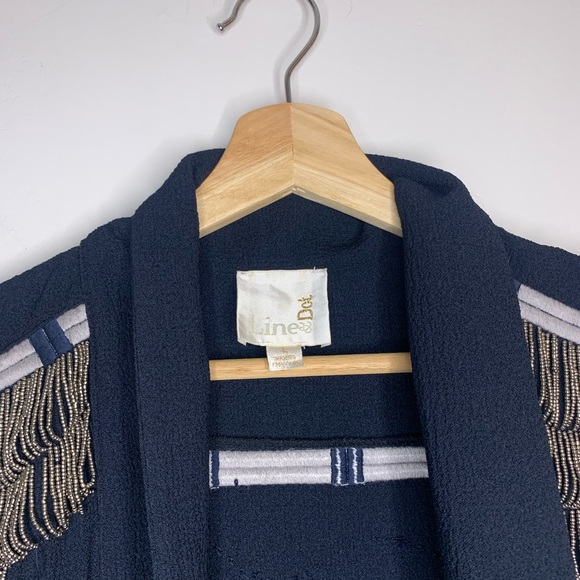 Line & Dot  Vests Dark Blue Embroidered Size L - Picture 3 of 6